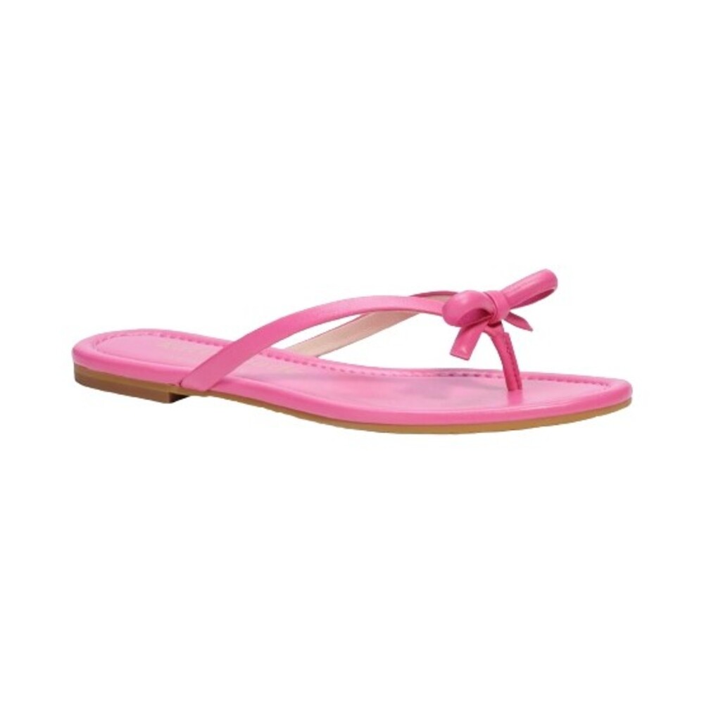 Kate Spade Petit Flip Flop Sandals Womens 6 B Purple Leather Bow Flats Shoes NEW - Picture 10 of 11